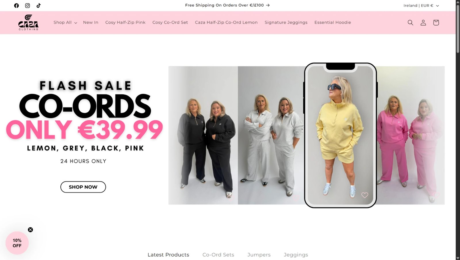 Caza Clothing homepage hero, designed and built by EK Studio